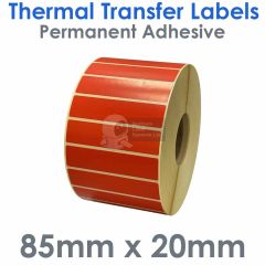 Thermal transfer red labels 85mm x 20mm