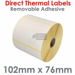 Removable adhesive labels direct thermal 102mm x 76mm
