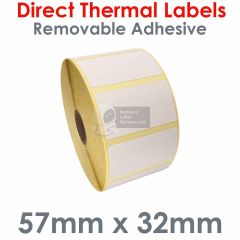 Removable adhesive labels 57mm x 32mm direct thermal