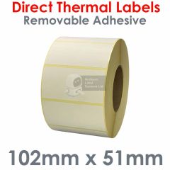 Removable adhesive 102mm x 51mm labels direct thermal