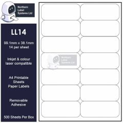 Removable adhesive 14 per sheet labels LL14-REM