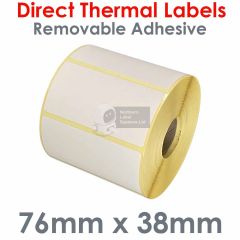 Removable adhesive labels 76mm x 38mm