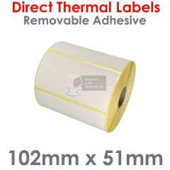 Removable adhesive labels 102mm x 51mm direct thermal