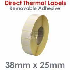38mm x 25mm labels with removable adhesive - Direct Thermal