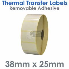 Removable adhesive labels 38mm x 25mm thermal transfer