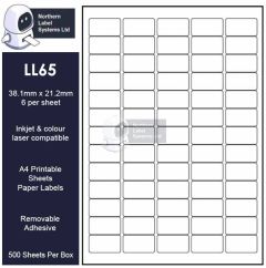 Removable adhesive 65 per sheet labels LL65-REM