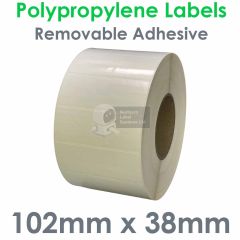 Removable adhesive labels polypropylene 102mm x 38mm 