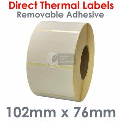 Removable adhesive labels direct thermal 102mm x 76mm