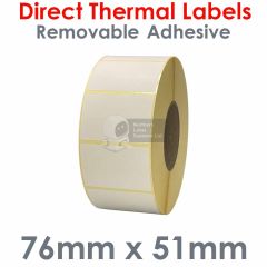 Removable adhesive labels 76mmx  51mm direct thermal