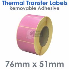 Removable adhesive pink labels 76mm x 51mm