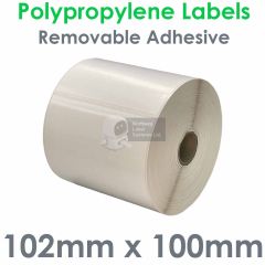 Removable polypropylene labels 102mm x 100mm 500 per roll