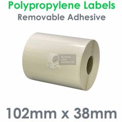 Removable adhesive polypropylene labels 102mm x 38mm