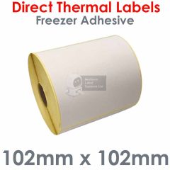 Freezer adhesive labels 102mm x 102mm direct thermal