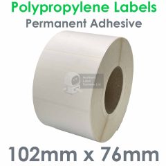 Matt polypropylene labels 102mm x 76mm on 76mm core