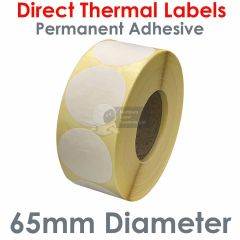 Direct thermal labels 65mm diameter on large rolls