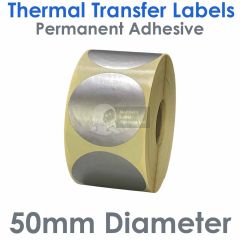 Silver labels 50mm diameter round