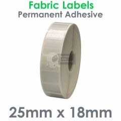 25mm x 18mm Self adhesive Satin fabric labels on a 25mm core