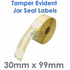 Tamper Evident 30mm x 99mm Jar Seal Labels