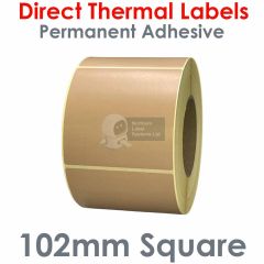 Tan labels 102mm square direct thermal
