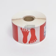 46mm x 46mm Red Feet Label