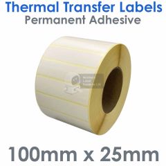 Thermal transfer labels 100mm x 25mm