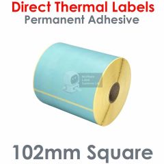 Turquoise labels 102mm x 102mm direct thermal