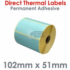 Turquoise labels 102mm x 51mm direct thermal