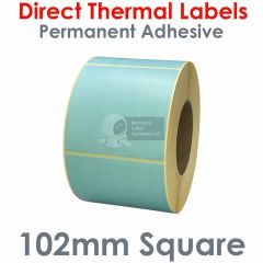 Turquoise labels 102mm square direct thermal
