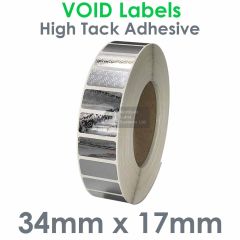 VOID labels 34mm x 17mm silver