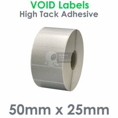 VOID tamper evident labels 50mmx  25mm silver