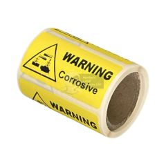 Warning Corrosive Hazard 50mm x 25mm Gloss Yellow Labels