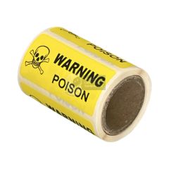 Warning Poison Hazard 50mm x 25mm Gloss Yellow Labels