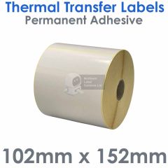 102mm x 152mm white thermal transfer labels