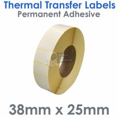 38mm x 25mm labels white thermal transfer