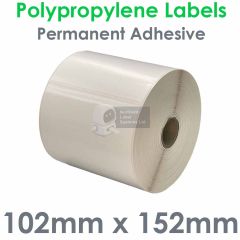 102mm x 152mm polypropylene labels