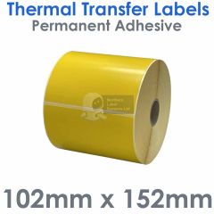 Yellow 102mm x 152mm labels thermal transfer
