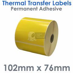 Yellow 102mm x 76mm labels thermal transfer