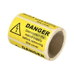 Danger Disconnect Hazard 50mm x 25mm Gloss Yellow Labels