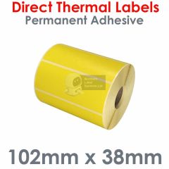 Yellow direct thermal labels 102mm x 38mm
