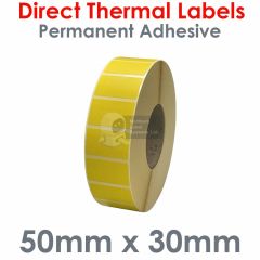 Yellow direct thermal labels 50mm x 30mm