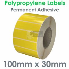 Yellow polypropylene labels 100mm x 30mm