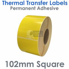 Yellow labels 102mm x 102mm square thermal transfer