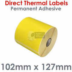 Yellow labels 102mm x 127mm direct thermal