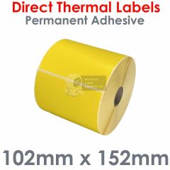 Yellow labels 102mm x 152mm direct thermal