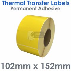 Yellow labels 102mm x 152mm thermal transfer