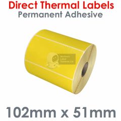 Yellow labels 102mm x 51mm direct thermal