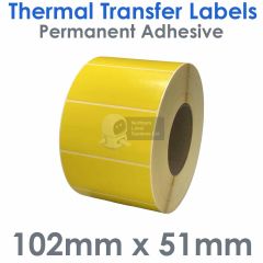 Yellow labels thermal transfer 102mm x 51mm