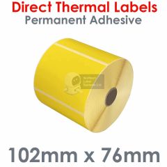 Yellow labels 102mm x 76mm direct thermal