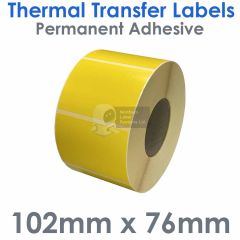Yellow thermal transfer labels 102mm x 76mm