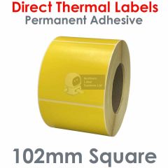 Yellow labels 102mm square direct thermal